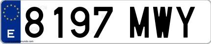 Ejemplo de matrícula española 8197 MWY