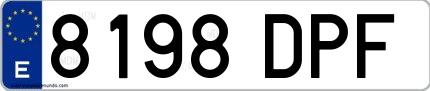 Ejemplo de matrícula española 8198 DPF