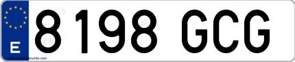 Ejemplo de matrícula española 8198 GCG