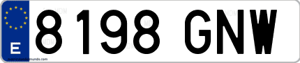 Ejemplo de matrícula de coche ordinaria 8198 GNW