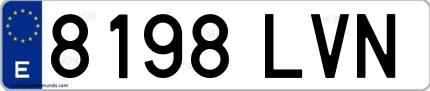 Ejemplo de matrícula española 8198 LVN