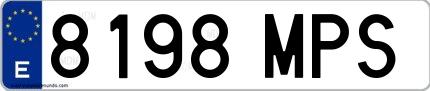 Ejemplo de matrícula española 8198 MPS