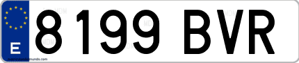 Ejemplo de matrícula de coche ordinaria 8199 BVR