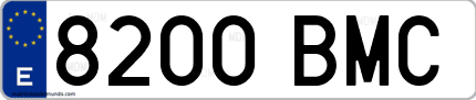 Ejemplo de matrícula de coche ordinaria 8200 BMC