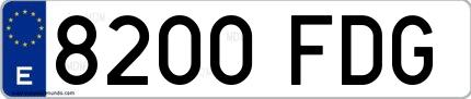Ejemplo de matrícula española 8200 FDG