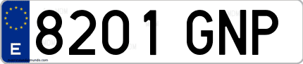 Ejemplo de matrícula de coche ordinaria 8201 GNP