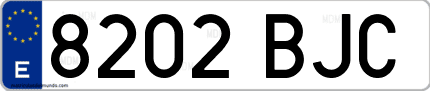Ejemplo de matrícula de coche ordinaria 8202 BJC