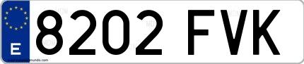 Ejemplo de matrícula española 8202 FVK