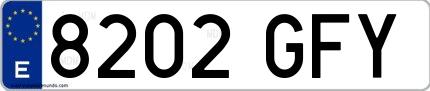 Ejemplo de matrícula española 8202 GFY
