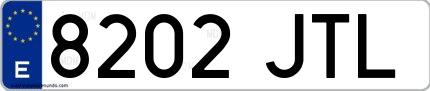 Ejemplo de matrícula española 8202 JTL