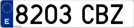 Ejemplo de matrícula española 8203 CBZ