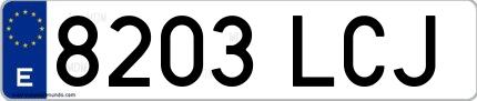 Ejemplo de matrícula española 8203 LCJ