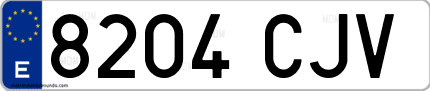 Ejemplo de matrícula de coche ordinaria 8204 CJV