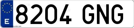 Ejemplo de matrícula española 8204 GNG