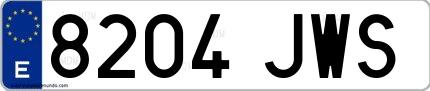 Ejemplo de matrícula española 8204 JWS