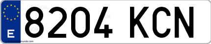 Ejemplo de matrícula de coche ordinaria 8204 KCN