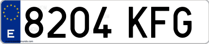 Ejemplo de matrícula de coche ordinaria 8204 KFG