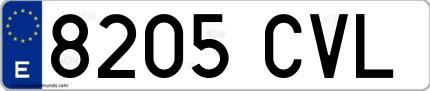 Ejemplo de matrícula española 8205 CVL