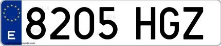 Ejemplo de matrícula española 8205 HGZ