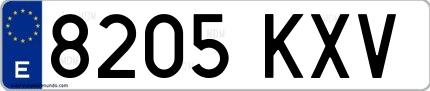 Ejemplo de matrícula española 8205 KXV