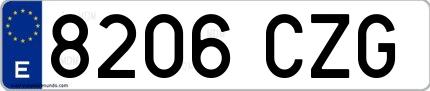 Ejemplo de matrícula española 8206 CZG