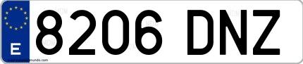 Ejemplo de matrícula española 8206 DNZ