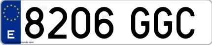 Ejemplo de matrícula española 8206 GGC