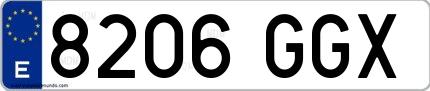 Ejemplo de matrícula española 8206 GGX