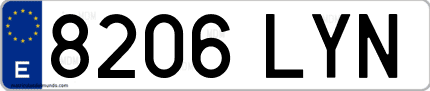 Ejemplo de matrícula de coche ordinaria 8206 LYN