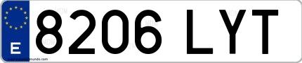 Ejemplo de matrícula española 8206 LYT