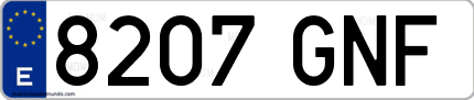 Ejemplo de matrícula de coche ordinaria 8207 GNF
