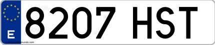 Ejemplo de matrícula española 8207 HST