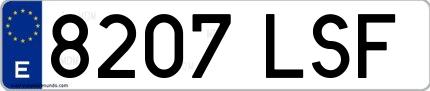 Ejemplo de matrícula española 8207 LSF