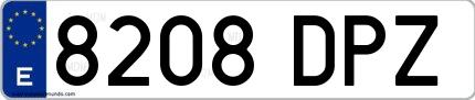 Ejemplo de matrícula española 8208 DPZ