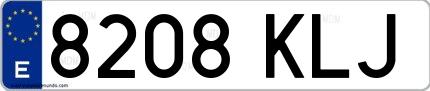 Ejemplo de matrícula española 8208 KLJ