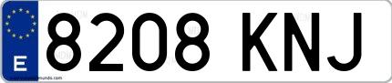 Ejemplo de matrícula española 8208 KNJ