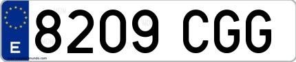 Ejemplo de matrícula española 8209 CGG