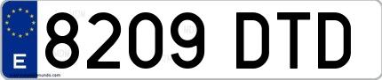 Ejemplo de matrícula española 8209 DTD