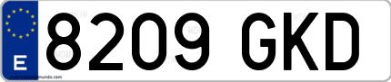 Ejemplo de matrícula de coche ordinaria 8209 GKD