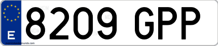 Ejemplo de matrícula de coche ordinaria 8209 GPP