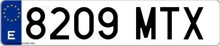 Ejemplo de matrícula española 8209 MTX