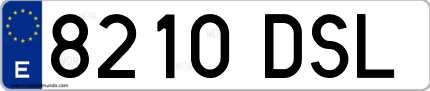 Ejemplo de matrícula de coche ordinaria 8210 DSL