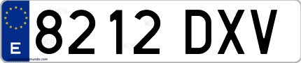 Ejemplo de matrícula de coche ordinaria 8212 DXV