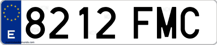 Ejemplo de matrícula de coche ordinaria 8212 FMC