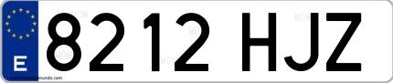 Ejemplo de matrícula española 8212 HJZ