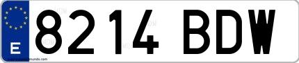 Ejemplo de matrícula española 8214 BDW