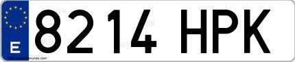 Ejemplo de matrícula española 8214 HPK