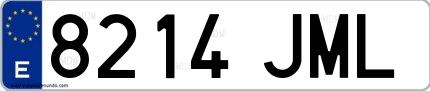Ejemplo de matrícula española 8214 JML