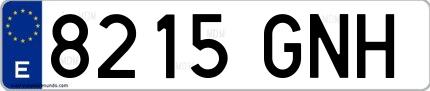 Ejemplo de matrícula española 8215 GNH