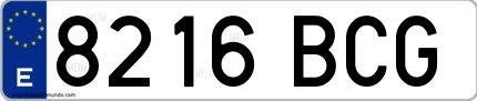 Ejemplo de matrícula española 8216 BCG